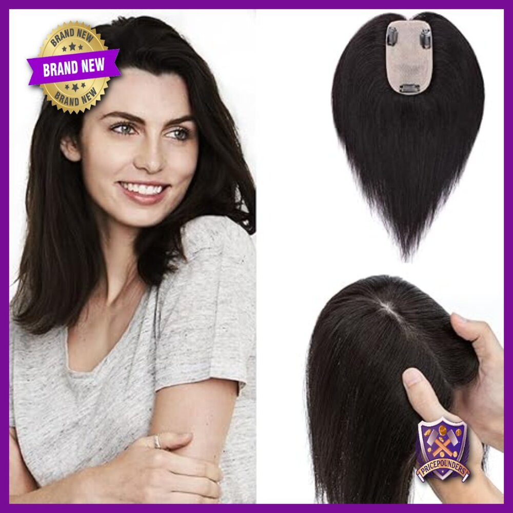 Real Human Hair Topper 8 Inch No Bangs Clip-In For Thinning Hair